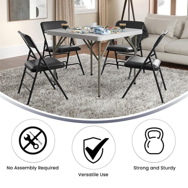 Carnegy Avenue Black Vinyl/Black Frame Metal Folding Chair (2-Pack