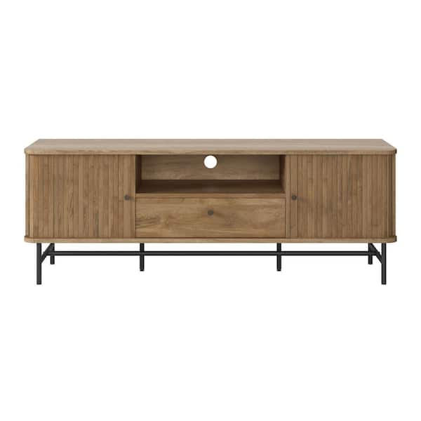 CorLiving Light Brown Wood Hikari TV Stand Fits TV's up to 75 in