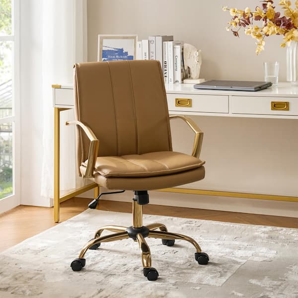 JAYDEN CREATION Carlos Camel Modern Leather Rocking Office Chair