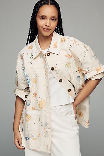 English Factory Whipstitch Sherpa Fleece Jacket | Anthropologie