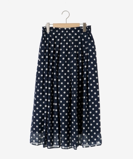 手洗い可能》ローンドットプリントタックギャザースカート/le.coeur