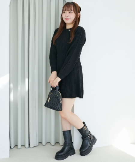 ケーブル編みフレアニットワンピース/MAJESTIC LEGON(マジェスティック