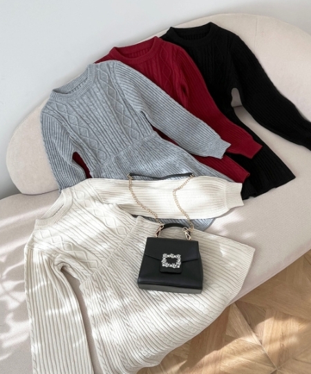 ケーブル編みフレアニットワンピース/MAJESTIC LEGON(マジェスティック