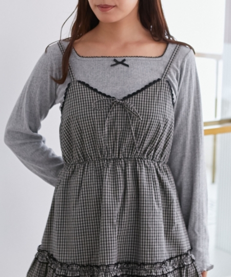 リボン付きスクエアネックトップス/MAJESTIC LEGON(マジェスティック