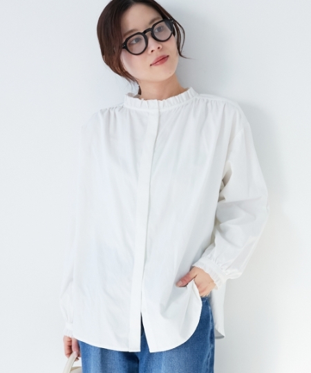 フリルカラーギャザーブラウス/le.coeur blanc(ルクールブラン