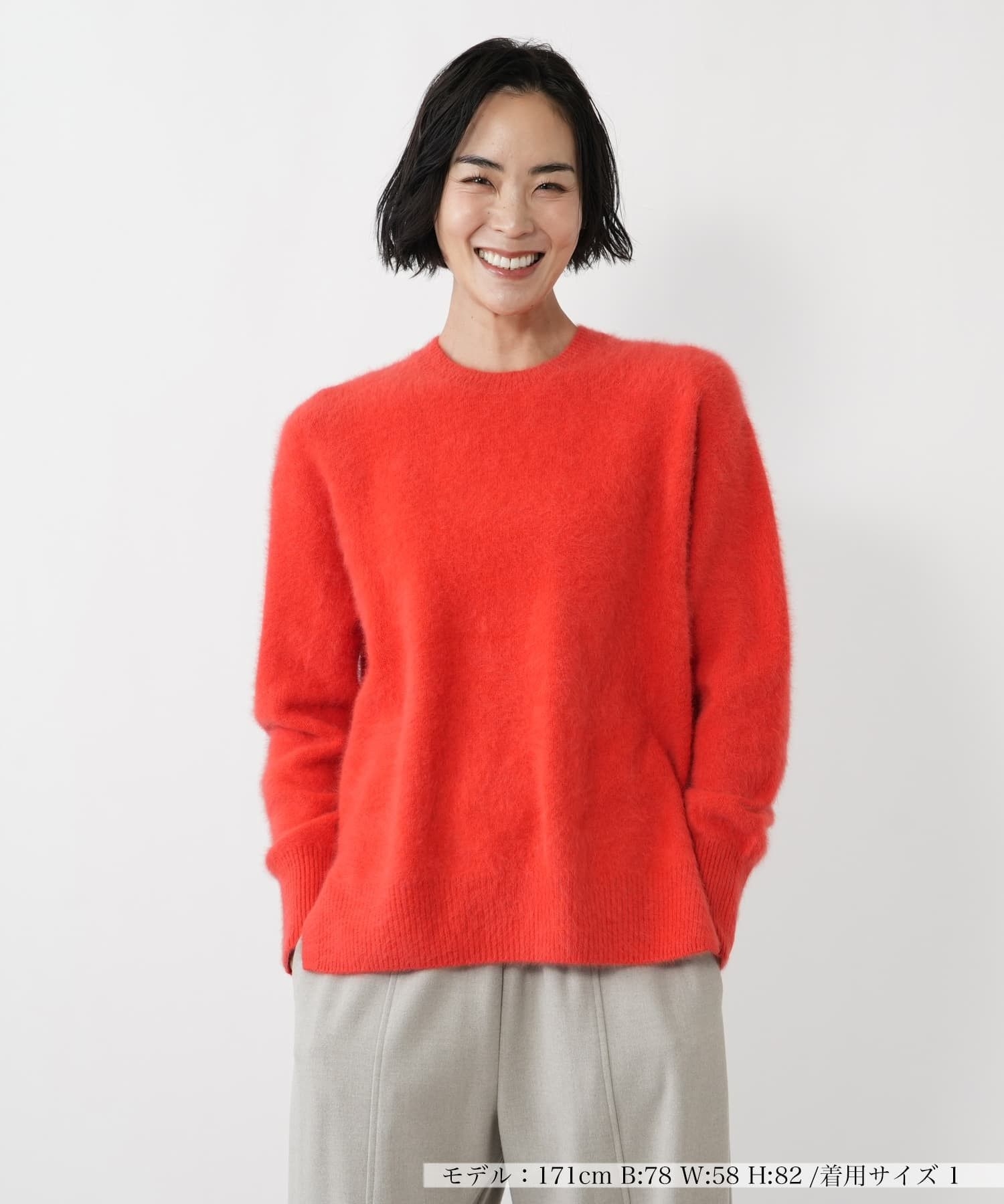 フォックス&カシミヤ混クルーネックニット【PASSIONE】|ネミカ