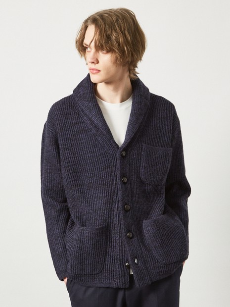 FEDELI ネイビー ショールカラー カーディガン 48 Men's Shawl Collar