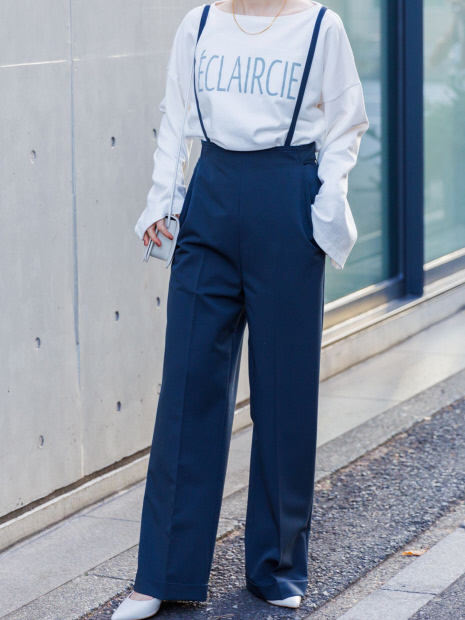 ハイウエストサスペンダーワイドパンツ｜OUTLET / アウトレット