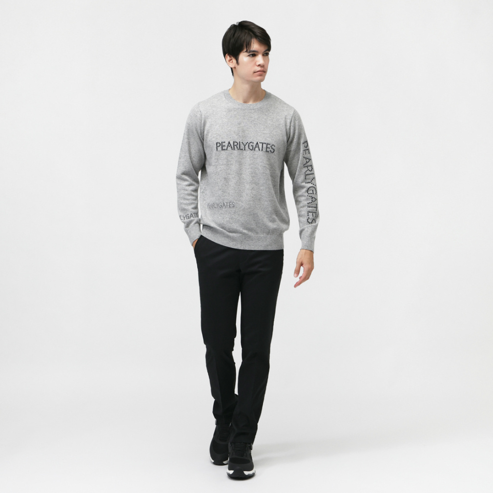 パーリーゲイツ ゴルフウェア 長袖セーター 秋 冬 12G 部分JQ カシミヤ