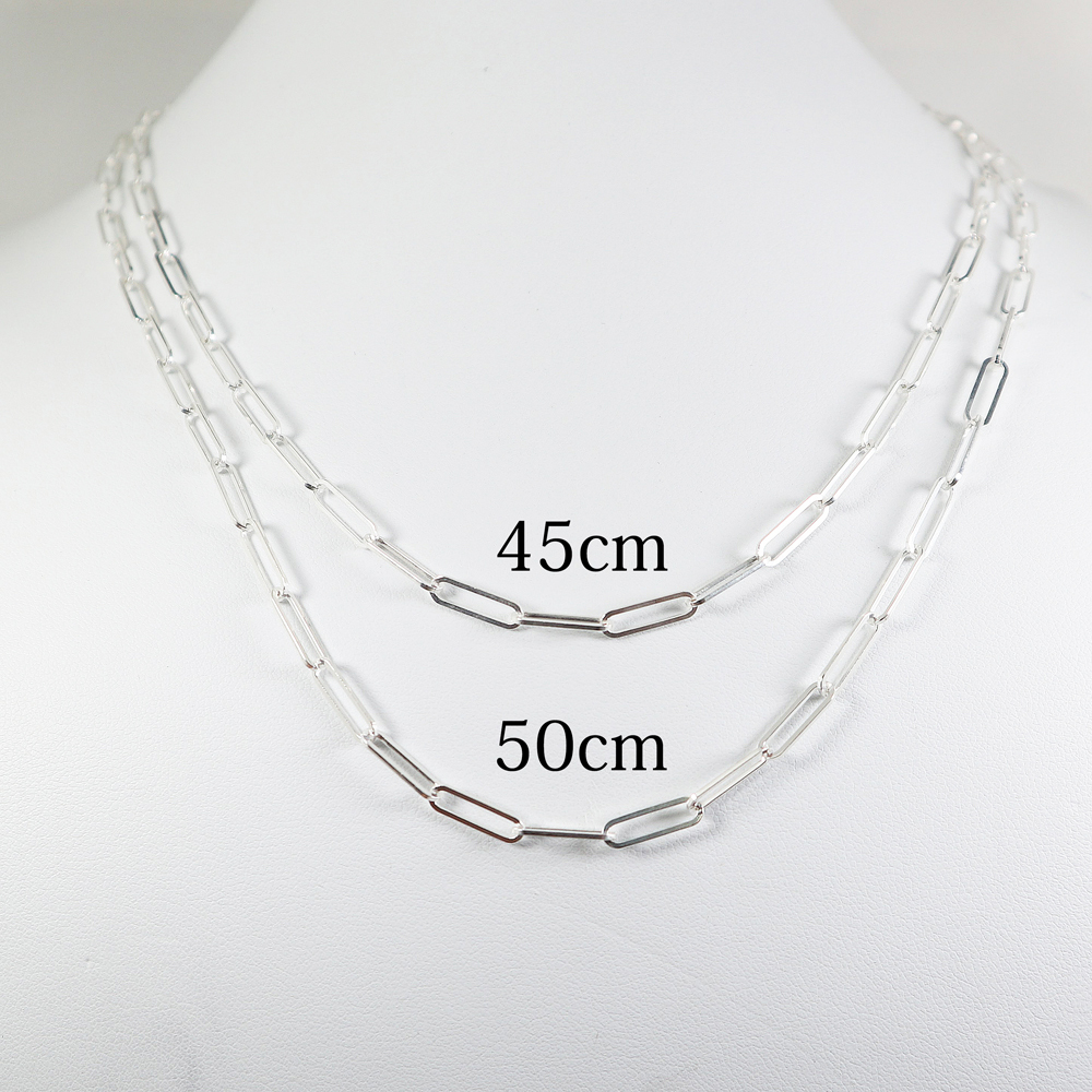 SILVER925 ネックレス ペーパークリップチェーン 45cm男・女兼用タイプ