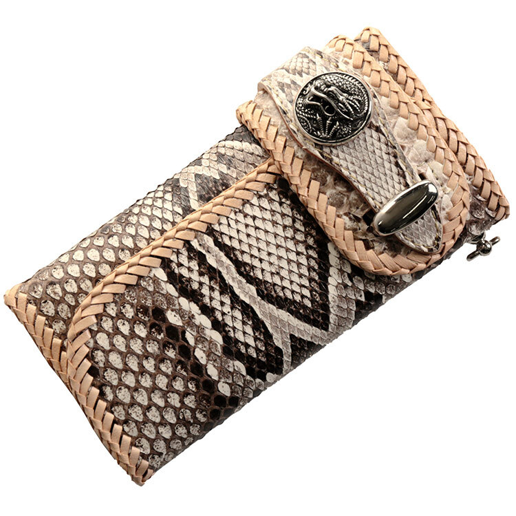 バイカーズウォレット 長財布 メンズ ダイヤモンドパイソン サドル