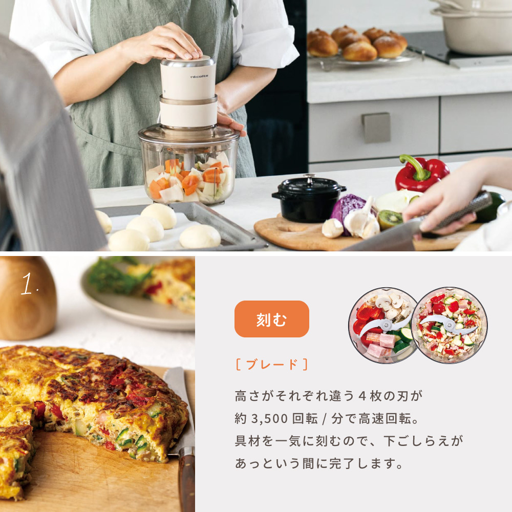 recolte レコルト フードプロセッサーコンボ クリームホワイト RCP-6