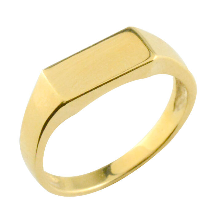 リング メンズ k18 イエローゴールドk18 指輪 印台 長方形 スリム 細目