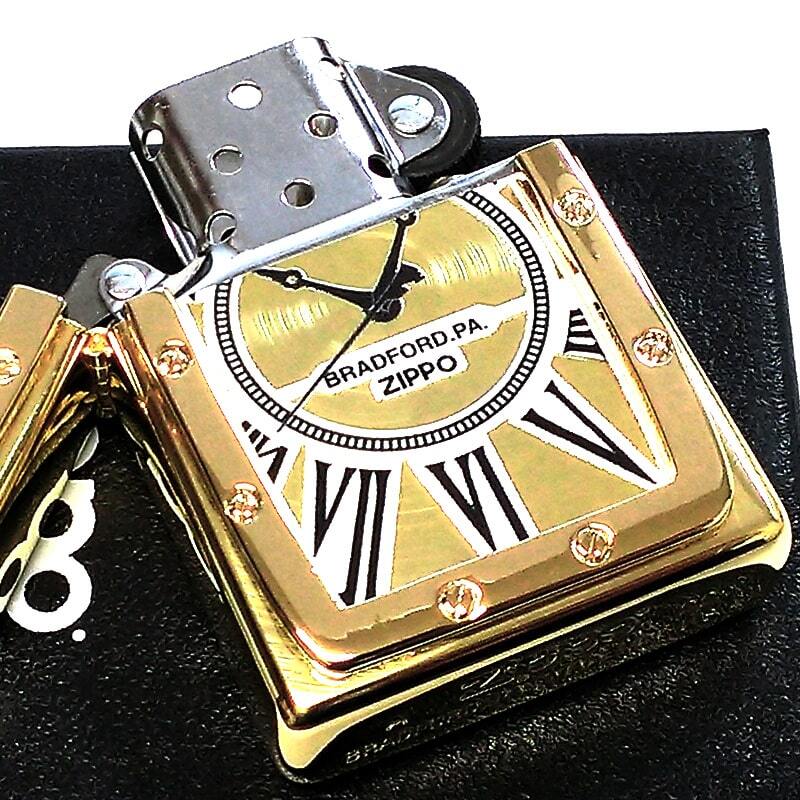 ZIPPO 時計 ライター Watch Face 金 ジッポ おしゃれ スピン加工