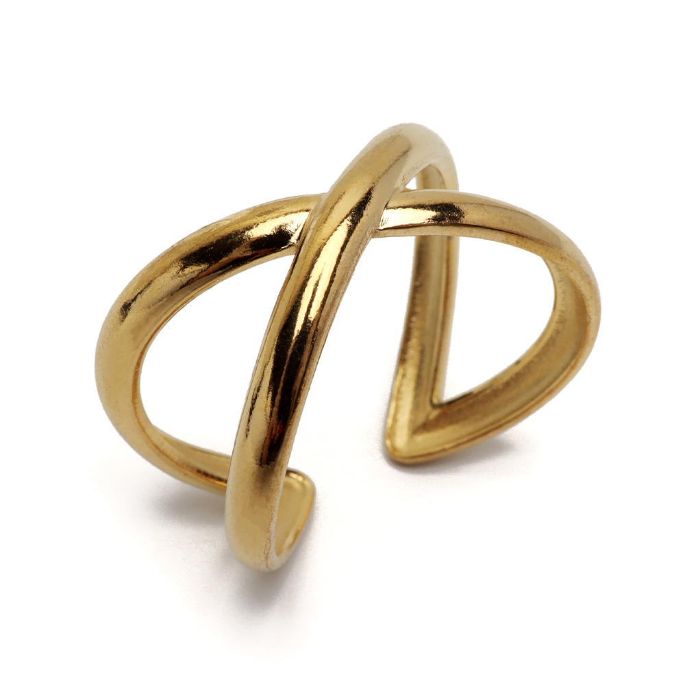 クロスリング Xライン ゴールドリング 指輪 18KGP ゴールド ステンレス