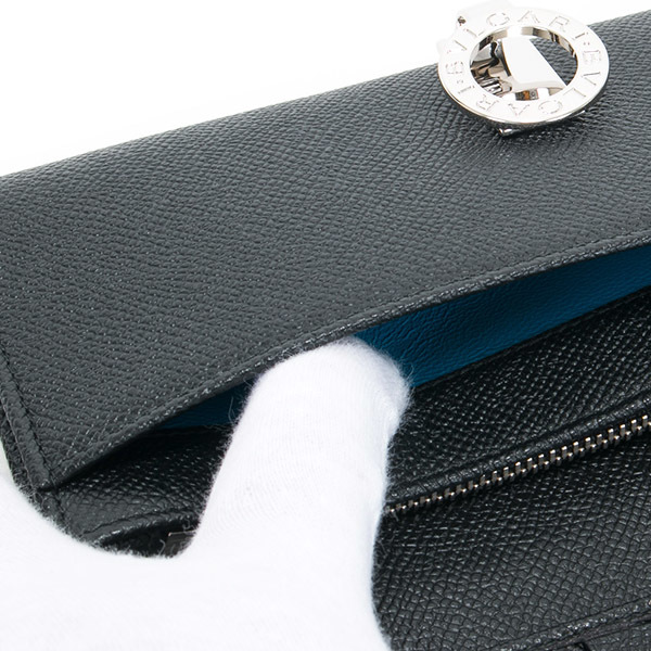 名入れ】 ブルガリ 財布 メンズ 長財布 ブランド 二つ折り レザー 本革