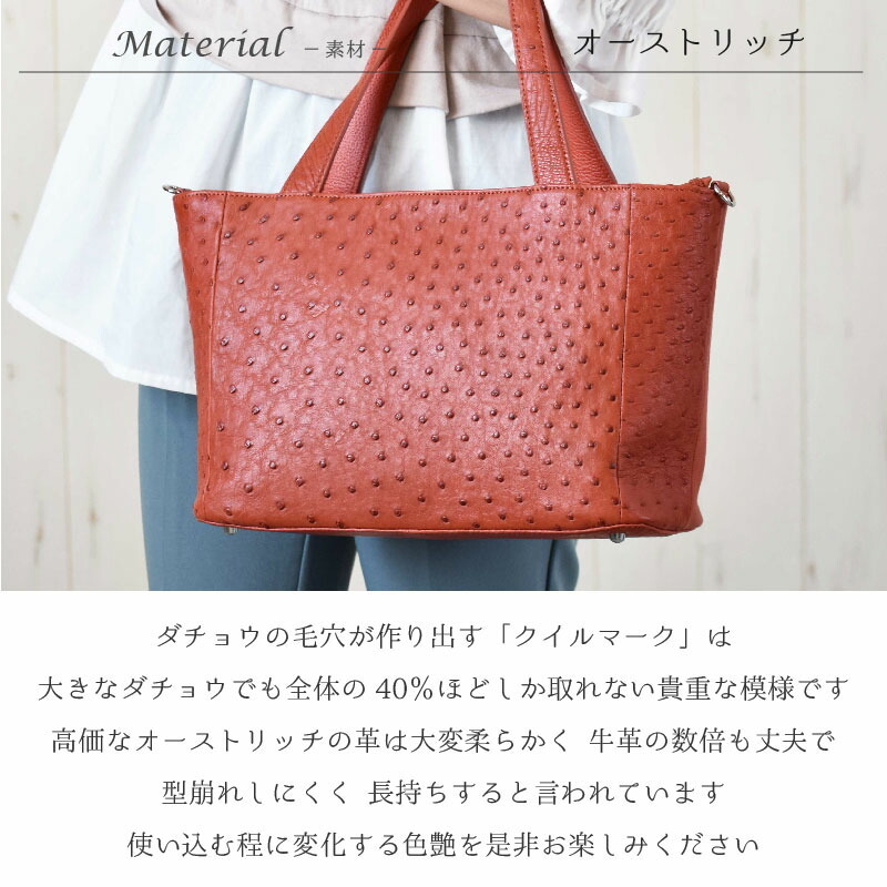 オーストリッチ 本革 レディース バッグ 2way ショルダー ハンドバッグ