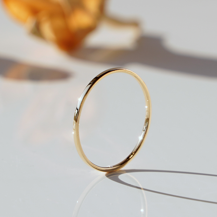 リング 18金 K18リング K18 細いリング 華奢リング 1mm 重ね着け 華奢