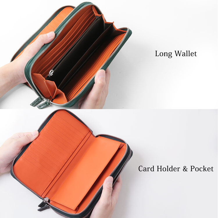 クロコダイル オーガナイザー クラッチバッグ ダブルファスナー マット