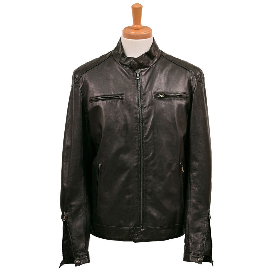 ラッピング無料】イタリア製 ラムレザー メンズ ライダース レザー