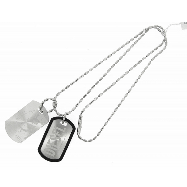ディーゼル DIESEL ネックレス ダブルプレート メンズ シルバー