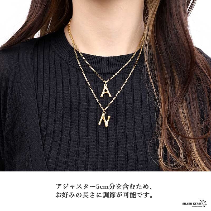 竹 イニシャルネックレス アルファベット ネックレス ゴールド gold 26