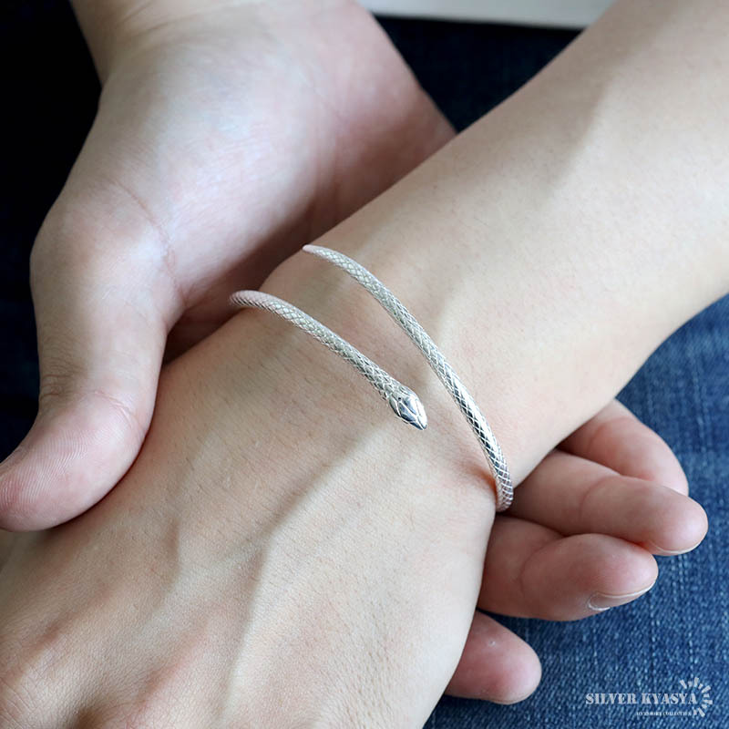 シルバー925 スネークバングル メンズ 腕輪 巻きつく シルバーバングル