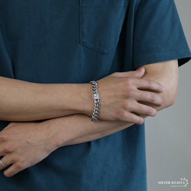 マイアミ キューバン チェーンブレスレット 喜平 CZ ジルコニア