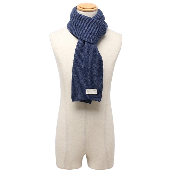 ジョンストンズ マフラー ニットリブマフラー ブルー メンズ