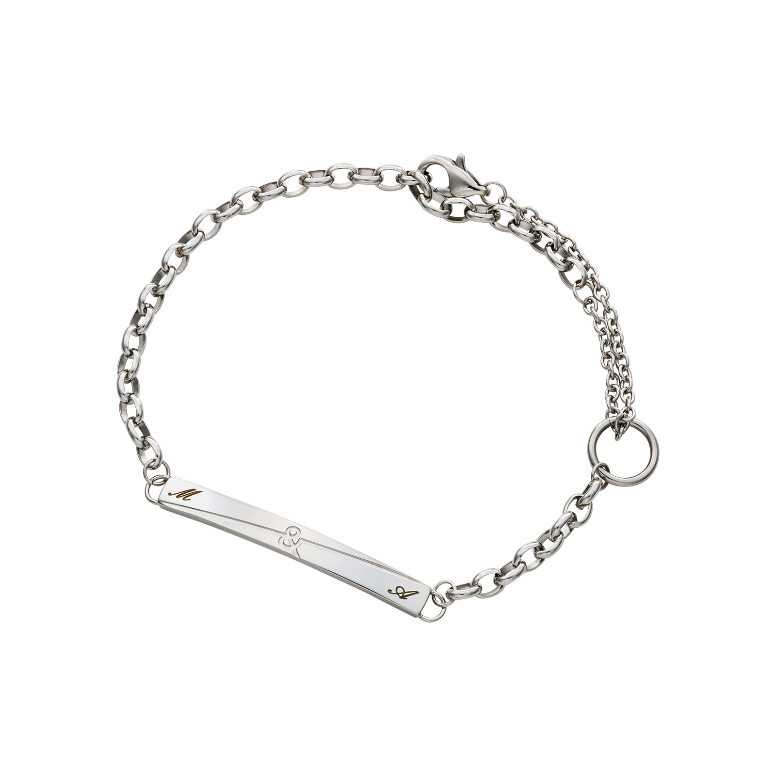 送料無料】【名入れ無料】 ブレスレット ステンレス ＆ イニシャル