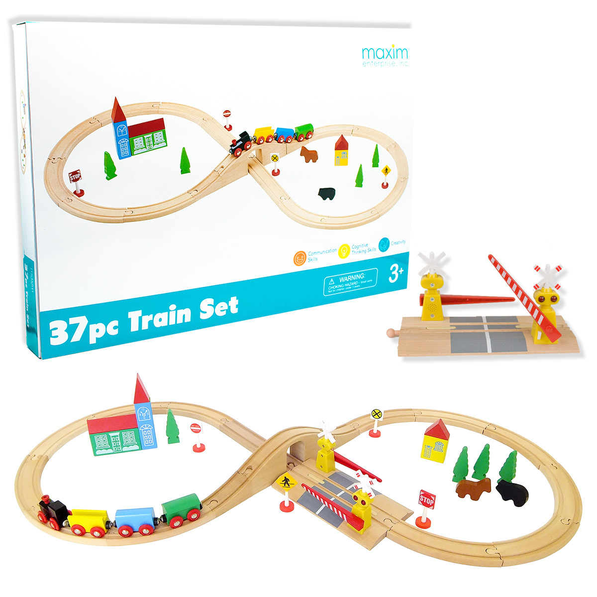 送料無料! 【マキシム 木製レールセット 8の字＋音踏切の人気セット