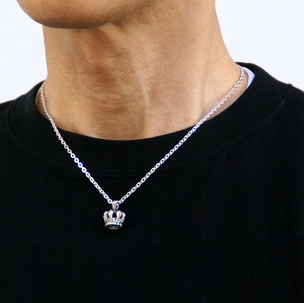 クラウンネックレス シルバー925 マルチカラー 【刻印無料】 クラウン