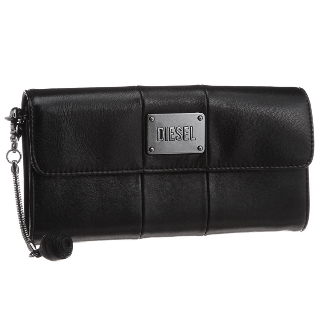 ディーゼル DIESEL 長財布 メンズ ブラック シルバー 本皮 財布 羊革