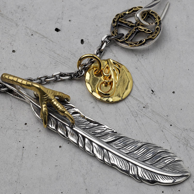 BFF ブランド フェザーネックレス シルバー925 金爪 ネイティブ