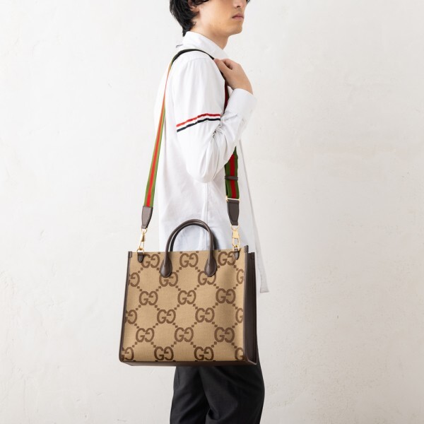グッチ トートバッグ ジャンボGG キャンバス ブラウン メンズ GUCCI