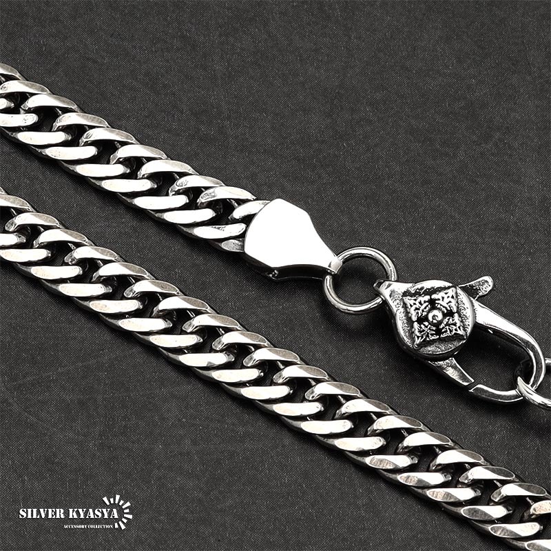 シルバー925 チェーンブレスレット メンズ 6面カット ダブル喜平