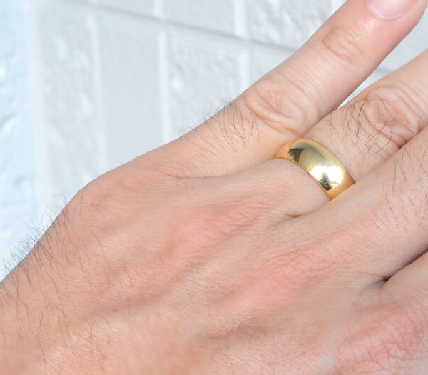 リング メンズ 18金 甲丸リング 7mm 指輪 イエローゴールドk18 幅広 甲