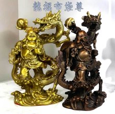 双龍 龍頭観音 騎龍観音 高さ23cm × 幅16cm × 奥行9cm 4本爪 観音菩薩
