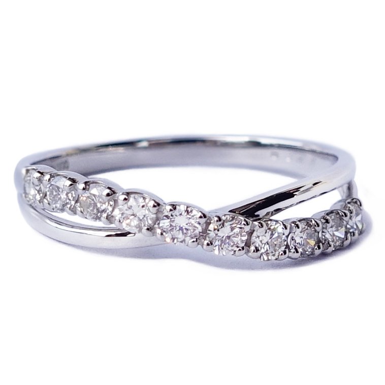 送料無料】Pt900 0.30ct クロス ダイヤモンド リング ジュエリー 0.3