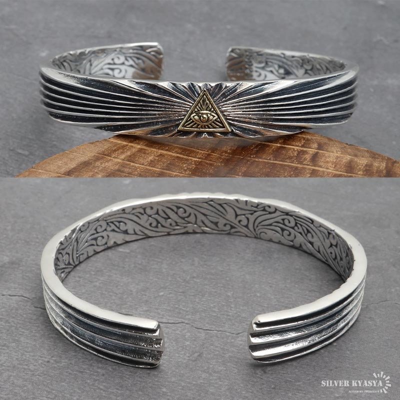 シルバー925 フリーメイソンバングル メンズ 腕輪 シルバーバングル 銀