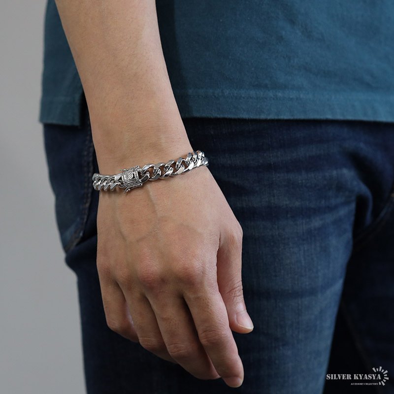 マイアミ キューバン チェーンブレスレット 喜平 CZ ジルコニア