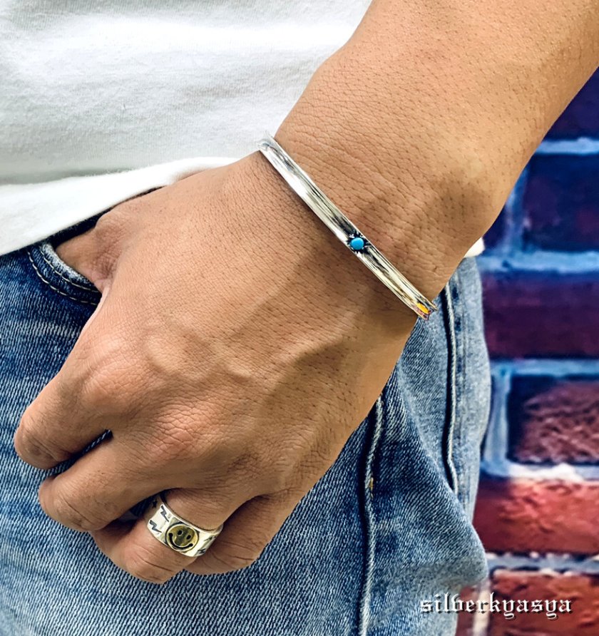 シルバー925素材 唐草 バングル ターコイズバングル 925 銀 シルバー