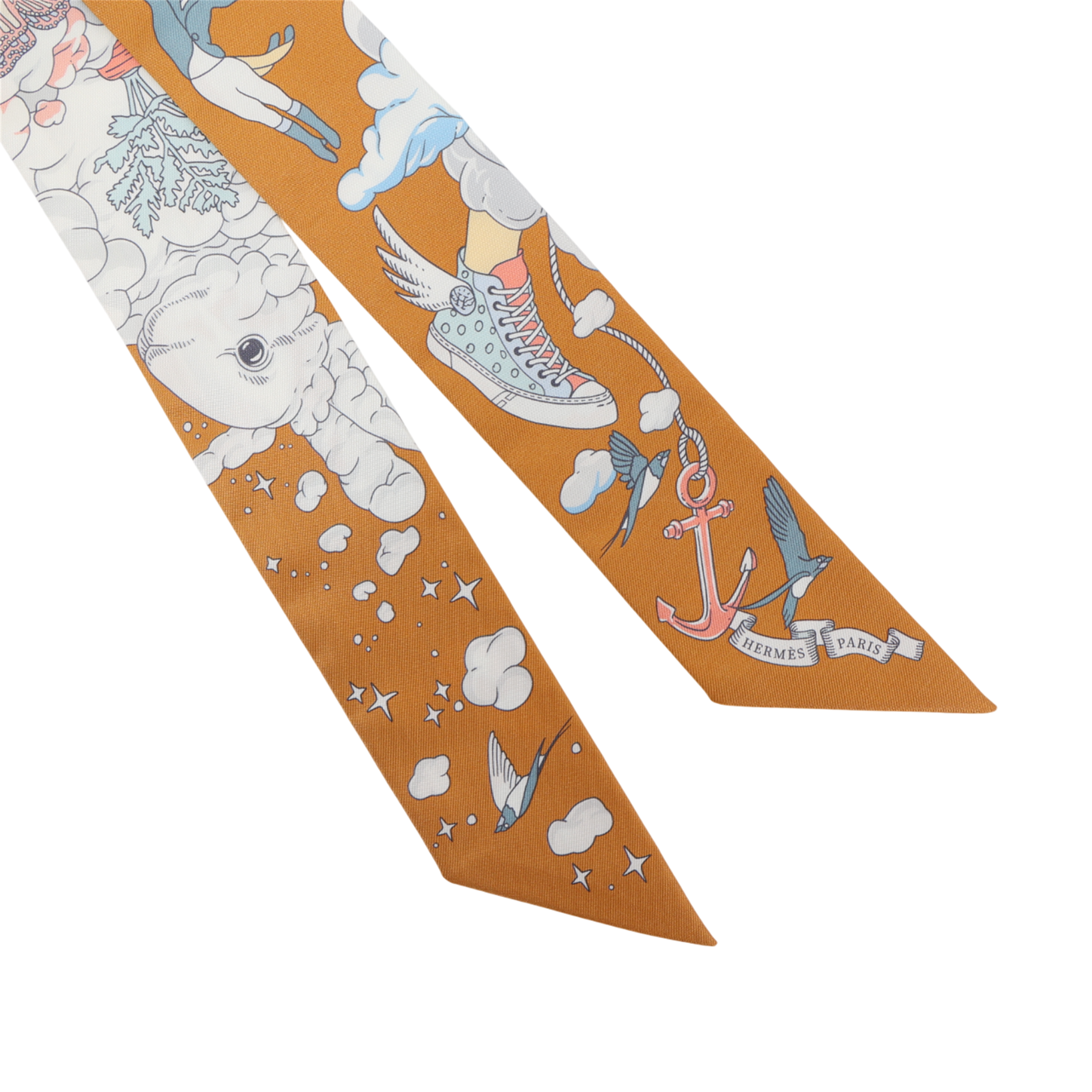 ランク N 新品 HERMÈS エルメス ツイリー 私の雲 ブラウン ホワイト