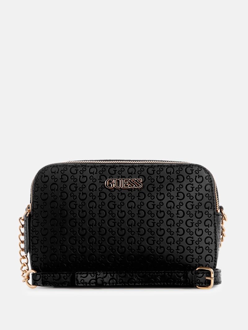 Zakaria Debossed Logo Double-Zip Crossbody | GUESS Factory