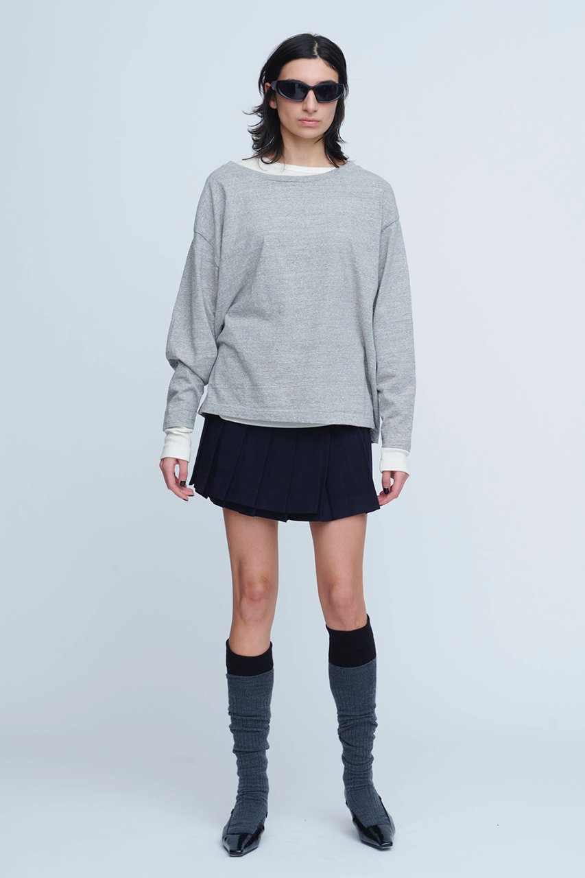 INSCRIRE(アンスクリア)｜Plating リブ レイヤード Tシャツ/ホワイト