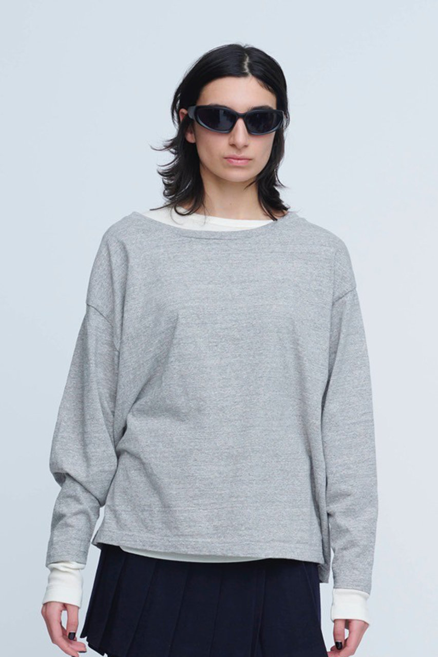 INSCRIRE(アンスクリア)｜Plating リブ レイヤード Tシャツ/ホワイト