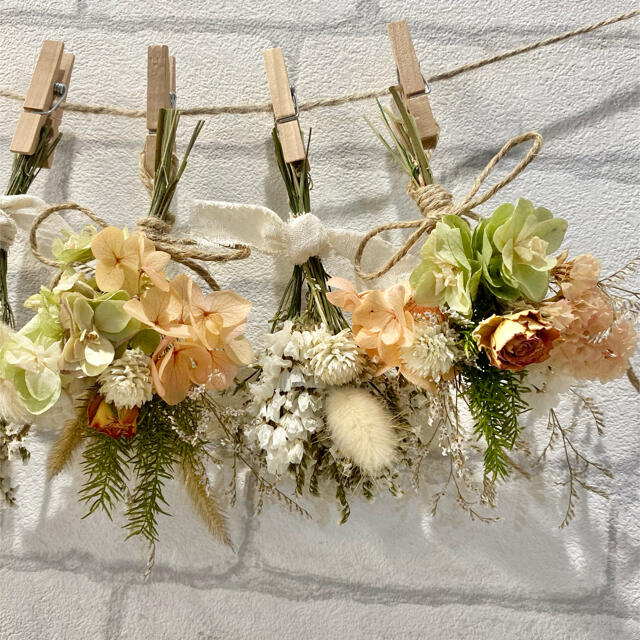 ドライフラワー スワッグ ガーランド ピンク 林檎 バラ swag.S 季節の