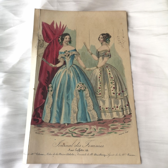 No.347【1840年】フランスアンティーク ファッションプレート 銅版画の