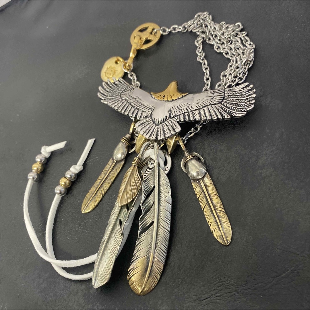 最高峰 セット イーグル フェザーネックレス 金爪 上金フェザー 4連