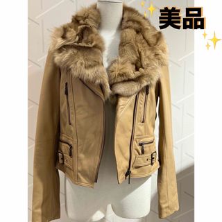 アンディ Andy ラムレザー ファー付き レザージャケット レディース S